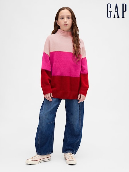 Gap Pink CashSoft Stripe Longline Jumper (4-13yrs) (V20649) | €37