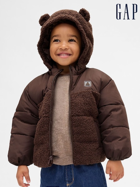 Gap Brown Sherpa Bear Puffer Jacket (6mths-5yrs) (V20680) | €63