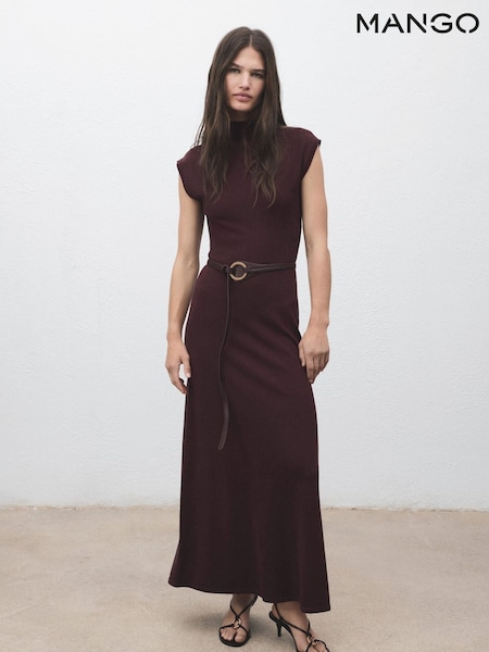 Mango Red Perkins-Neck Knitted Dress (V20730) | €59
