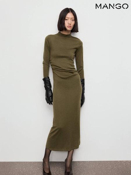 Mango Green High Neck Knitted Dress (V20772) | €63