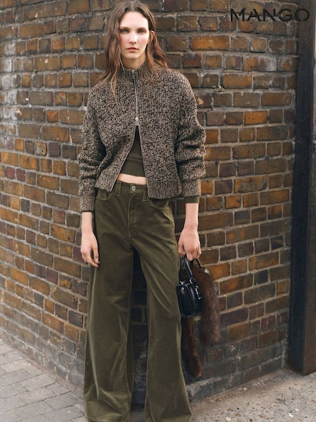 Mango Brown Speckled Zip-up Cardigan (V20796) | €63