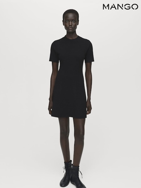 Mango Black Fine-Knit Flared Dress (V20798) | €63