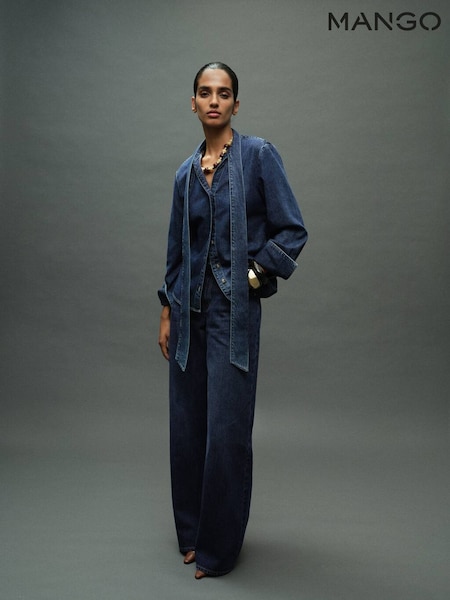Mango Blue Denim Shirt With Bow (V20832) | €59
