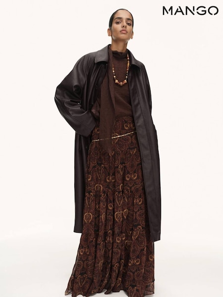 Mango Brown Long Leather-Effect Trench Coat (V20861) | €140