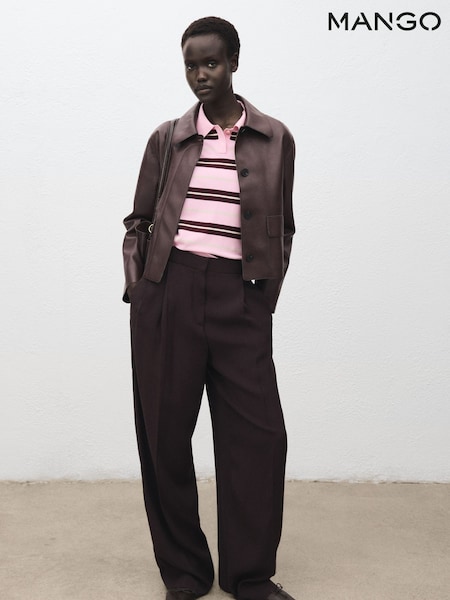 Mango Pink Striped Polo-Neck Sweater (V20881) | €45
