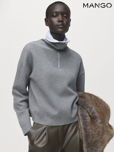 Mango Grey Turtleneck Zip Jumper (V20885) | €45