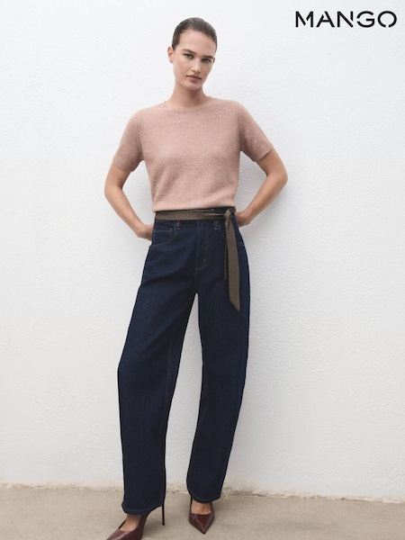 Mango Brown Short-Sleeved Lurex Sweater (V20906) | €37