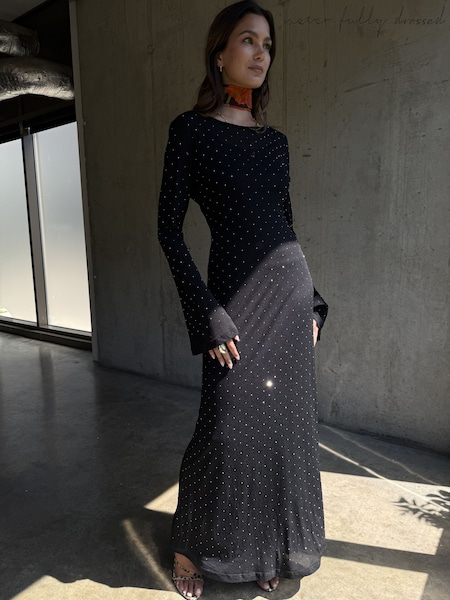 Never Fully Dressed Black Icon Mesh Petite Dress (V20948) | €164