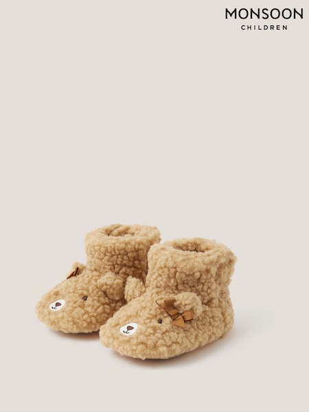 Monsoon Brown Baby Teddy Bear Slipper Boots (V20957) | AED114