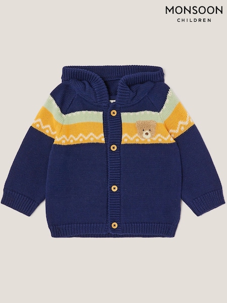 Monsoon Blue Newborn Benny Bear Knit Cardigan (V20972) | 158 QAR
