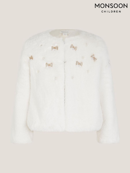 Monsoon Natural Embellished Faux Fur Coat (V20994) | €73 - €86