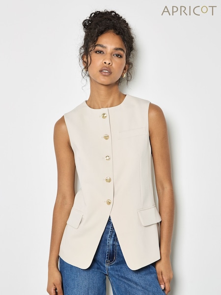 Apricot Natural High Neck Tailored Waistcoat Top (V22177) | €47