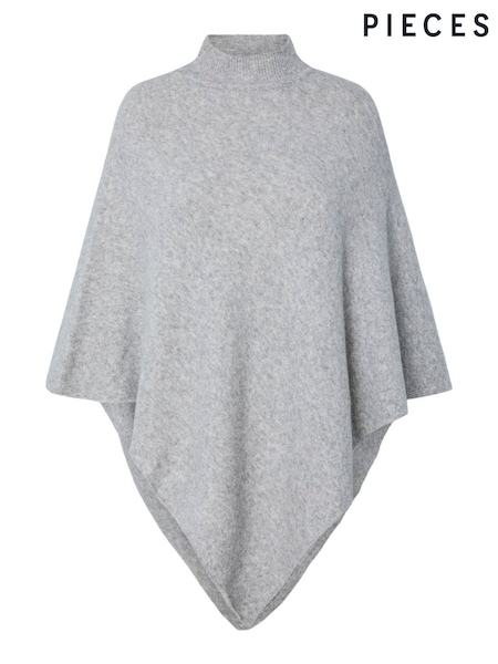 PIECES Grey Knitted Poncho (V22194) | €35
