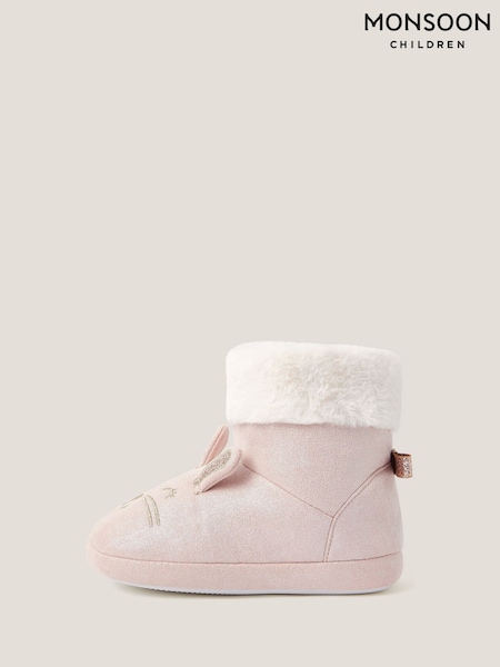 Monsoon Pink Shimmer Bunny Slipper Boots (V22235) | €22.50 - €25