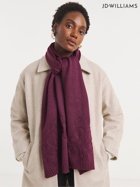 JD Williams Purple Floral Embroidered Knitted Scarf (V22272) | €37