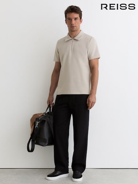 Reiss Stone Lord Premium Interlock Half-Zip Polo Shirt (V22422) | R$ 870