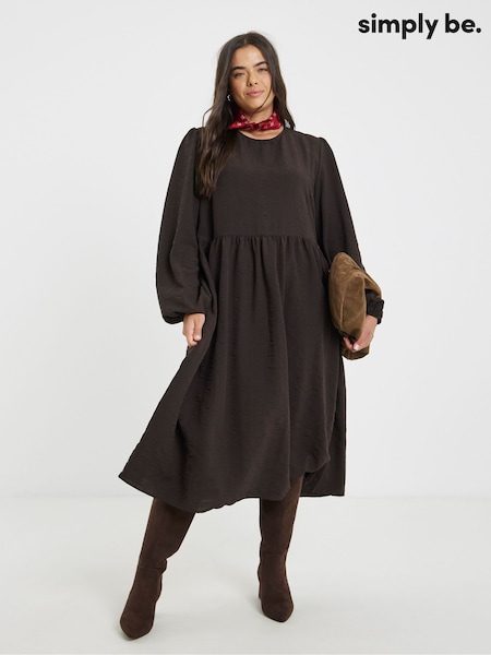 Braun - Simply Be Textured Jersey Midi Dress With Pockets (V22490) | 59 €