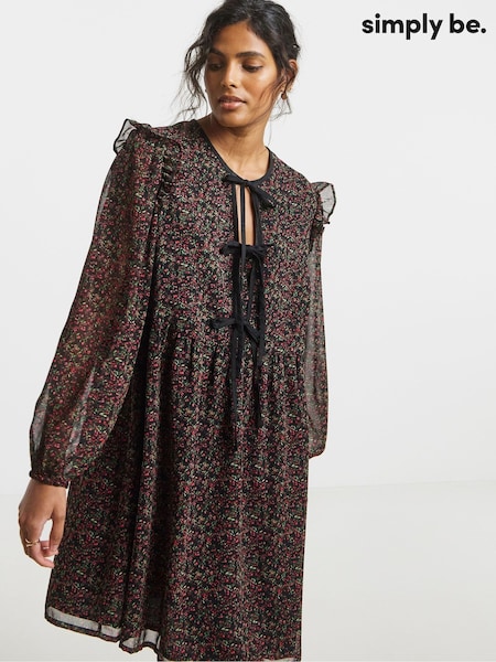 Simply Be Black Bow Detail Skater Dress (V22518) | €48