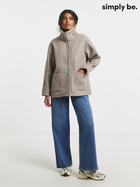 Simply Be Brown Zip Through Funnel Neck Jacket (V22522) | €80
