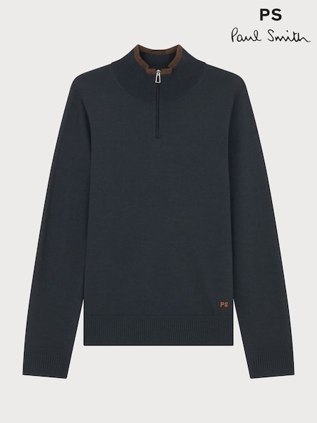 PS Paul Smith Grey Regular-Fit Quarter Zip Jumper (V22592) | €283