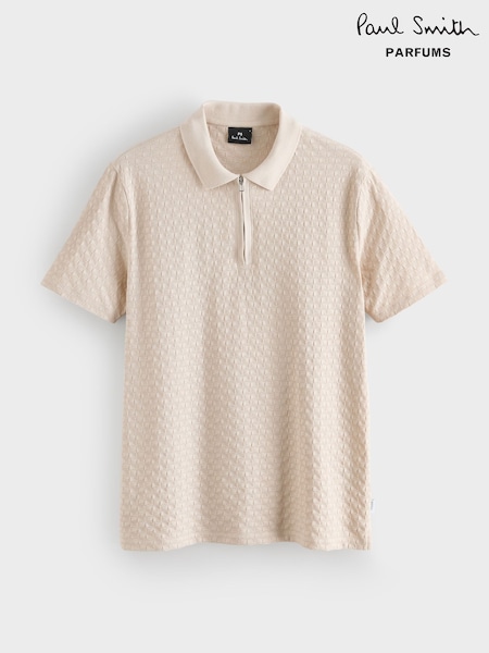 PS Paul Smith Cream Regular-Fit Quarter Zip Polo Shirt (V22608) | R$ 1.135