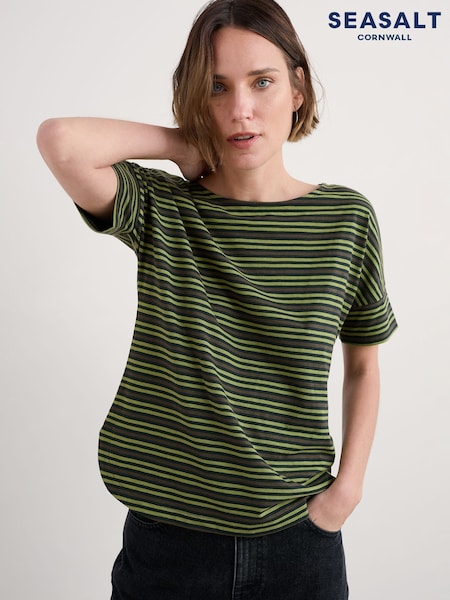 Seasalt Cornwall Green Bryher View T-Shirt in Cotton (V22644) | €45