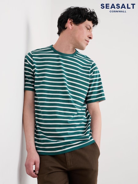Seasalt Cornwall Green Seven Seas Sailor T-Shirt in Cotton (V22655) | €45