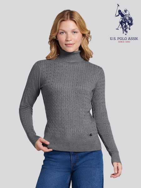 Grau - U.S. Polo Assn. Fine Cable Roll Neck Jumper (V22656) | 101 €