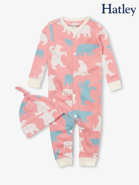Pink Polar Bears Baby Coverall & Hat (V22719) | 35 €