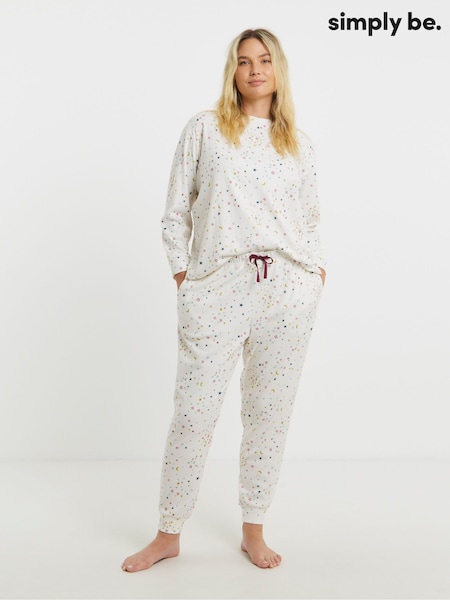 Simply Be White Pretty Secrets Supersoft Pointelle Twosie Pyjamas Set (V22923) | €43