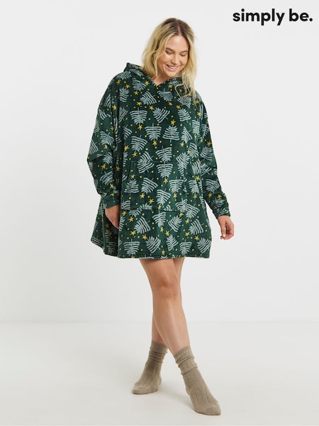Simply Be Green Pretty Secrets Fleece Oversized Hooded Dress (V22925) | €31