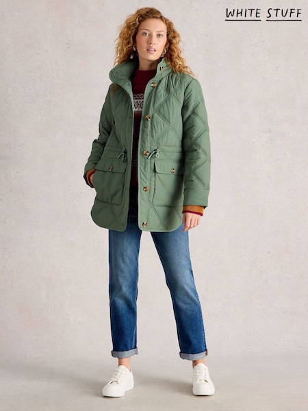 Verde - White Stuff Edie Quilted Coat (V22955) | R$ 890