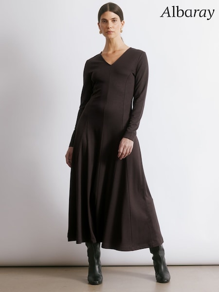 Albaray Godet Maxi Brown Dress (V23045) | € 154