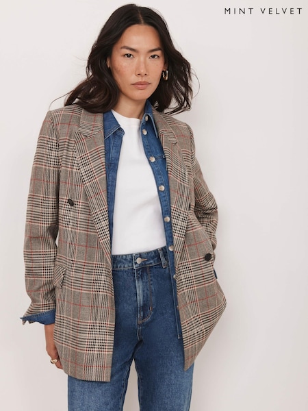 Mint Velvet Checked Double Breasted Blazer (V23203) | ‏935 ر.ق.