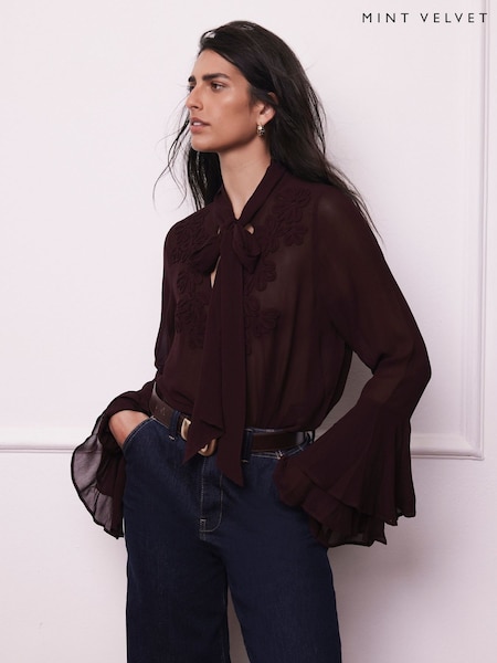 Mint Velvet Red Floral Detail Blouse (V23216) | €140