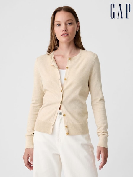Bež - Gap Lightweight Long Sleeve Crew Neck Cardigan (V23312) | € 33
