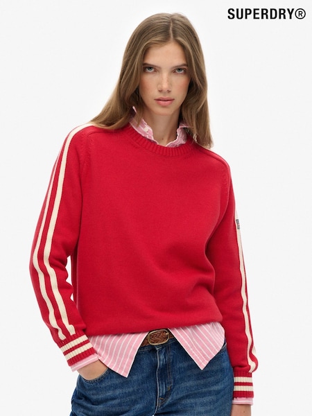 Superdry Red Relaxed Stripe Knitted Jumper (V23325) | €68