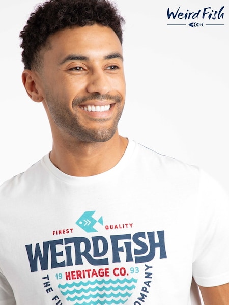 Weird Fish Cream Heritage Surf Front Print Graphic T-Shirt (V23482) | €37