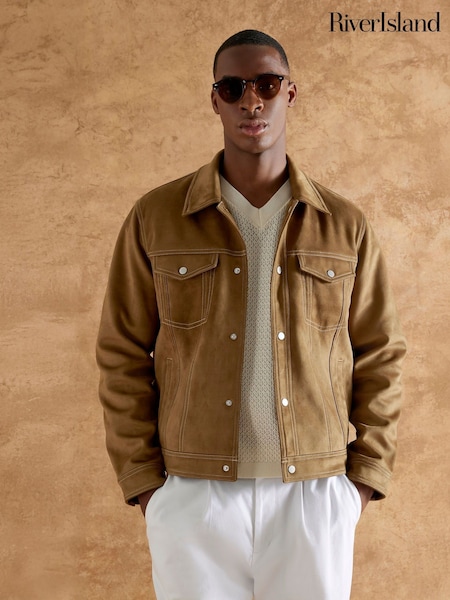River Island Brown Suedette Western Jacket (V23535) | R$ 680