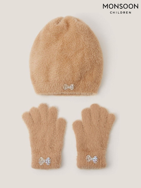 Monsoon Jewel Bow Fuzzy Knit Hat & Gloves Set (V23564) | ‏170 د.إ.‏ - ‏ 178‏ د.إ.