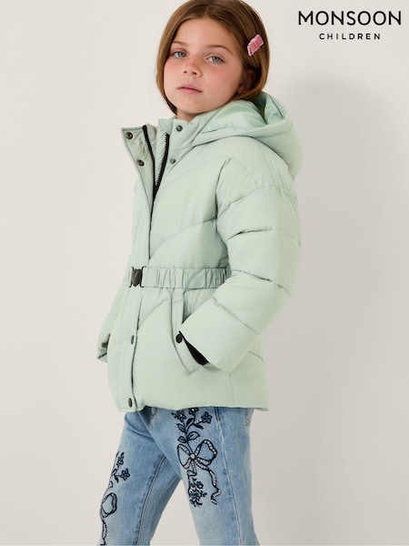 Monsoon Green Belted Puffer Coat (V23568) | €72 - €86