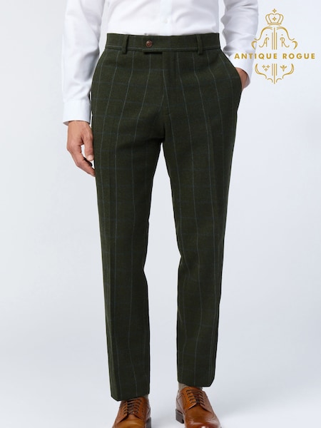 Antique Rogue Green Hooper Check Trousers (V23586) | 416 QAR