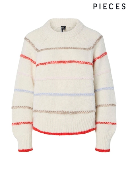 PIECES Grey Stripe Long Sleeve Jumper (V23591) | €44