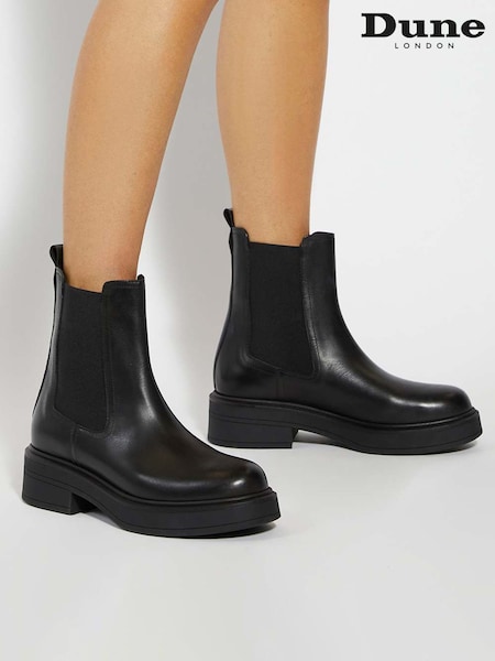 Dune London Black Palomie Chunky Sole Chelsea Boots (V24007) | €211