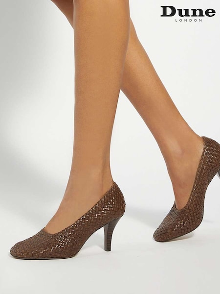 Dune London Brown Admired Woven Round Toe Courts (V24015) | €138