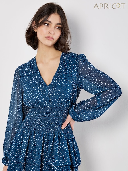 Apricot Blue Spot Smock & Layer Tiered Dress (V24105) | €51