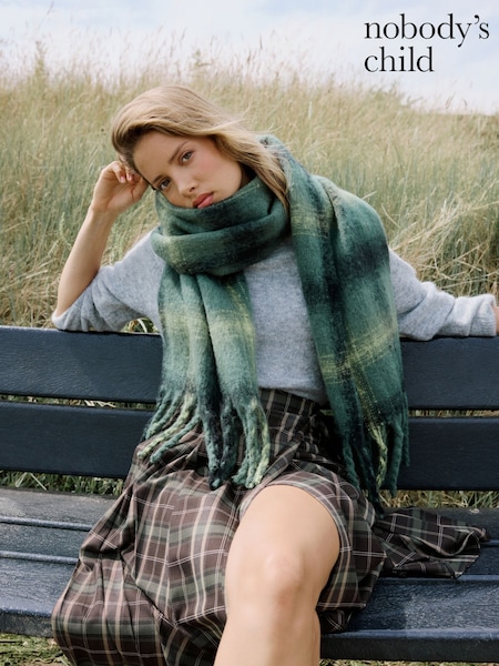 Nobodys Child Green Check Scarf (V24172) | AED233