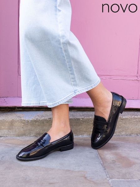 Novo Black Wide Fit Carmella Loafers (V24179) | €48