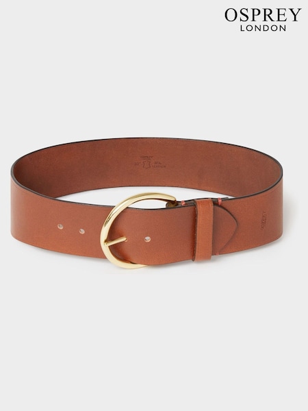 Osprey London The Oversized Leather Buckle Brown Belt (V24204) | €99