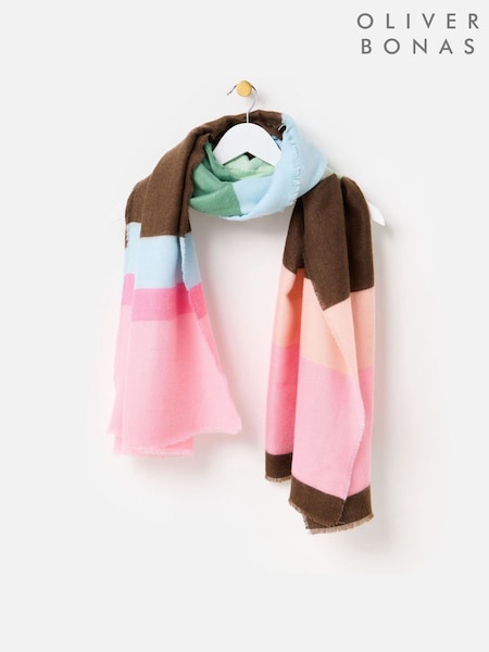 Oliver Bonas Brown Colourblock Striped Scarf (V24208) | 188 QAR